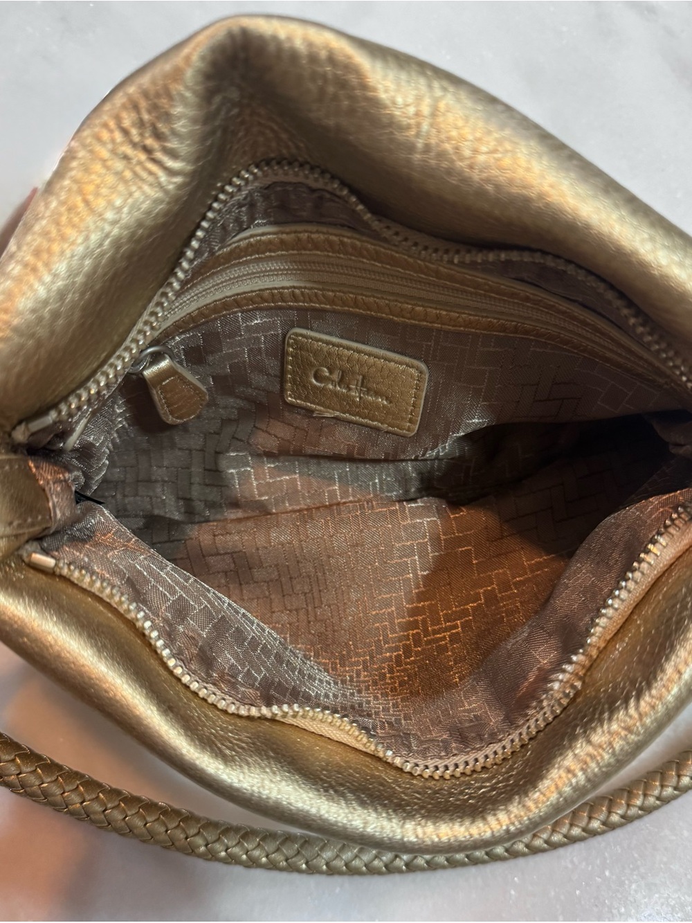 Cole Haan Metallic Gold Leather Wristlet Clutch